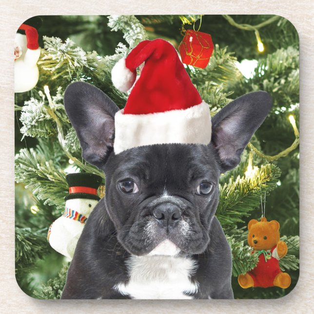 French Bulldog Christmas Tree Ornaments Snowman Coaster (Front)