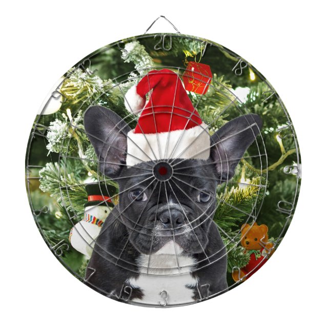 French Bulldog Christmas Tree Ornaments Snowman Dartboard (Front)