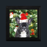 French Bulldog Christmas Tree Ornaments Snowman Gift Box<br><div class="desc">Cute French Bulldog with Christmas Tree Ornaments Snow Man in background.</div>