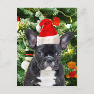 French Bulldog Christmas Tree Ornaments Snowman Holiday Postcard