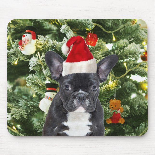 French Bulldog Christmas Tree Ornaments Snowman Mouse Mat (Front)