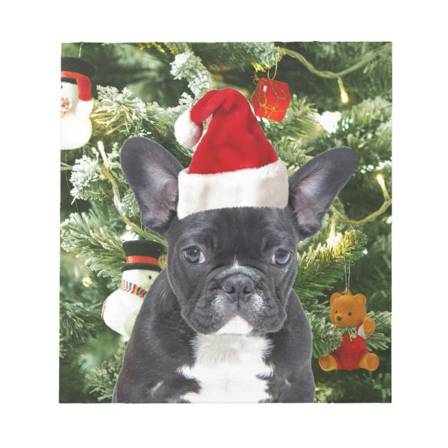 French Bulldog Christmas Tree Ornaments Snowman Notepad (Front)