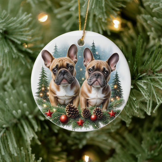 French Bulldog Christmas Wreath Bulldog Ceramic Tree Decoration (Tree)