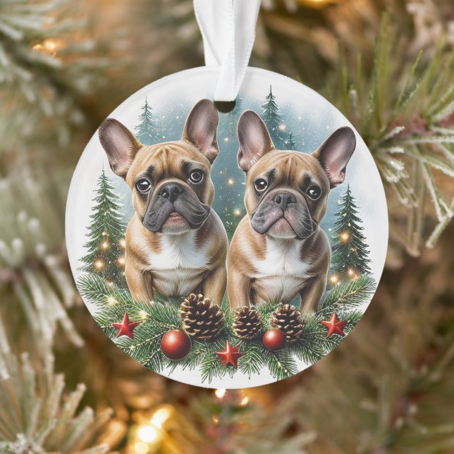 French Bulldog Christmas Wreath Bulldog Ornament (Tree)