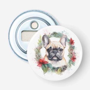 French Bulldog Christmas Wreath Festive Pup Bottle Opener