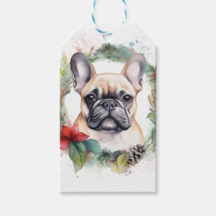 French Bulldog Christmas Wreath Festive Pup Gift Tags