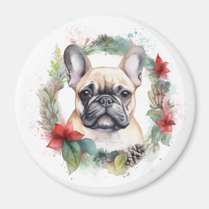 French Bulldog Christmas Wreath Festive Pup Magnet