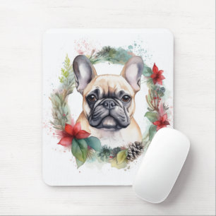 French Bulldog Christmas Wreath Festive Pup Mouse Mat
