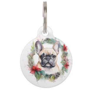 French Bulldog Christmas Wreath Festive Pup Pet Tag