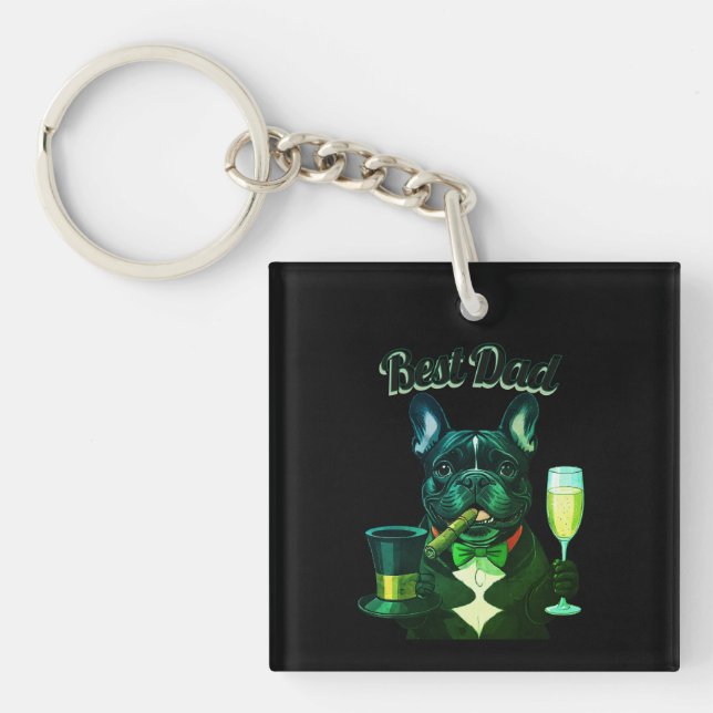 French Bulldog Cigar Key Ring (Front)