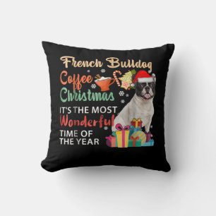 French Bulldog Coffee Christmas It's Wonderful Cushion