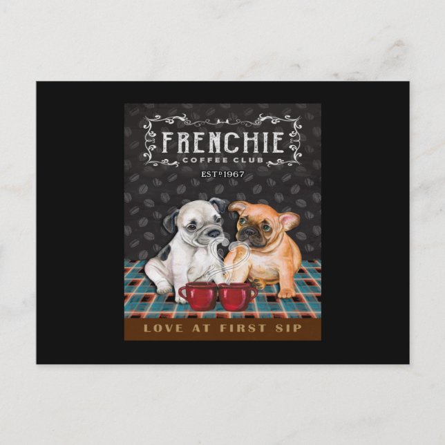 French Bulldog Coffee Club Postcard (Front)