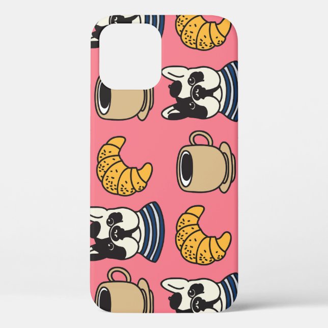 French bulldog, coffee, croissant theme. Case-Mate iPhone case (Back)