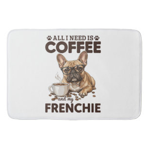 French Bulldog Coffee Frenchie Dog Bath Mat
