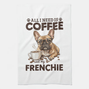 French Bulldog Coffee Frenchie Dog Tea Towel