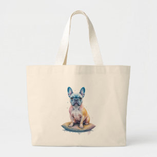 French Bulldog Colorful and Artistic Large Tote Bag