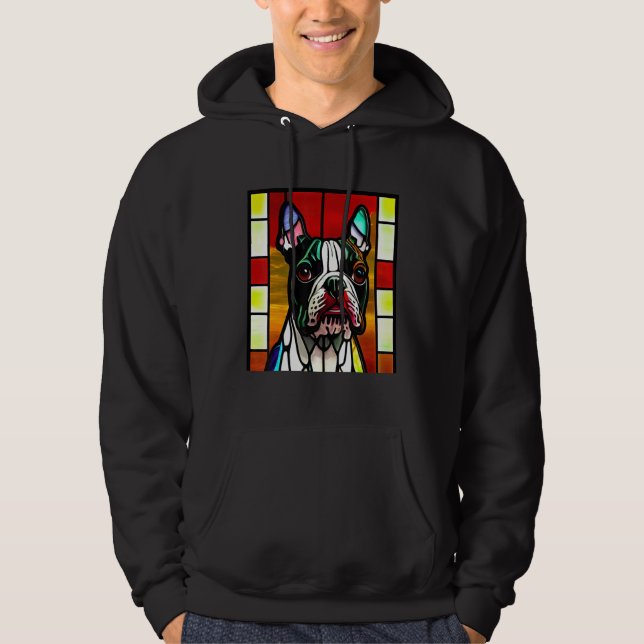 French Bulldog - Colorful Stained Glass Pop Art_1 Hoodie (Front)
