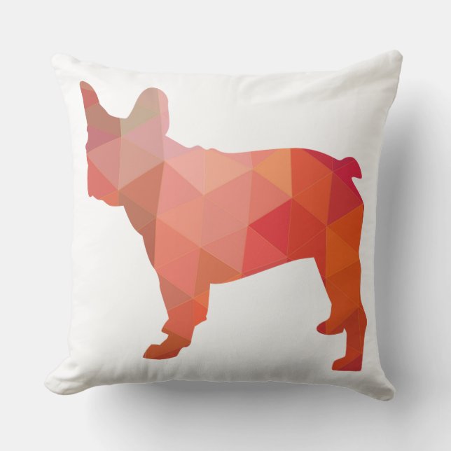 French Bulldog Colourful Geometric Silhouette Cushion (Front)