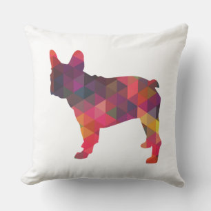 French Bulldog colourful Geometric Silhouette Cushion