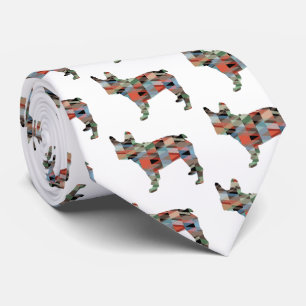 French Bulldog colourful Geometric Silhouette Tie