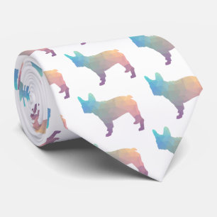 French Bulldog Colourful Geometric Silhouette Tie