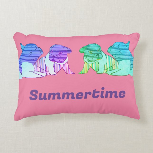 French Bulldog Comic Neon French Bulldog Decorative Cushion (Front)