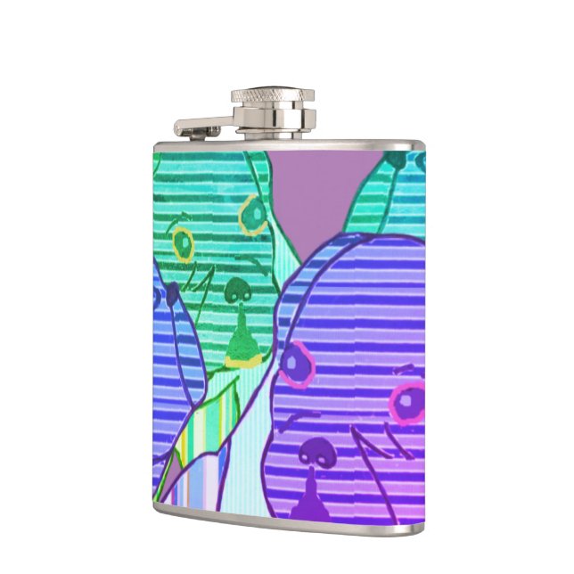 French Bulldog Comic Neon French Bulldog Hip Flask (Left)