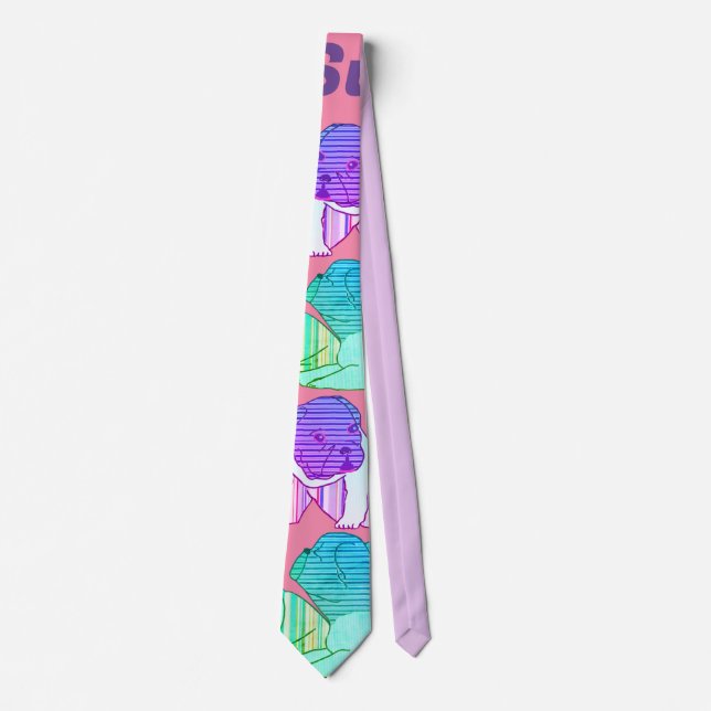 French Bulldog Comic Neon French Bulldog Tie (Front)