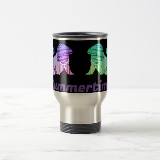 French Bulldog Comic Neon French Bulldog Travel Mug (Center)