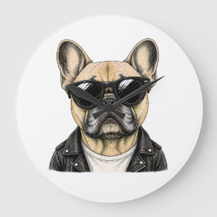 French Bulldog Cool Dog Graphic Large Clock
