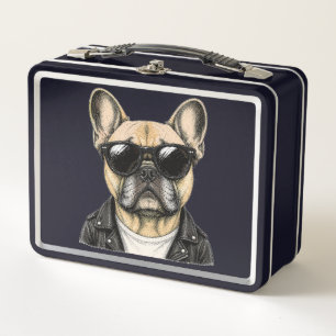 French Bulldog Cool Dog Graphic Metal Lunch Box