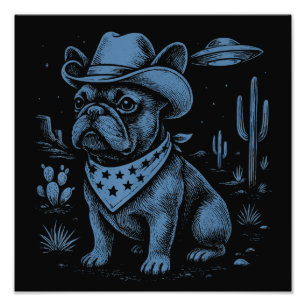 French Bulldog Cowboy UFO Cowboy Dog Photo Print