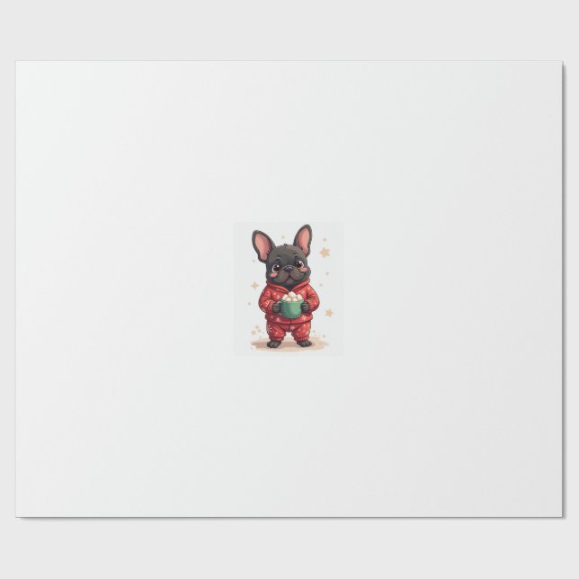 French Bulldog Cozy Cocoa Wrapping Paper (Flat)
