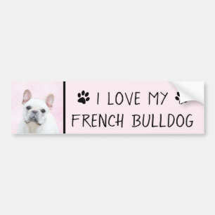French Bulldog (Cream/White) Painting - Dog Art Bumper Sticker