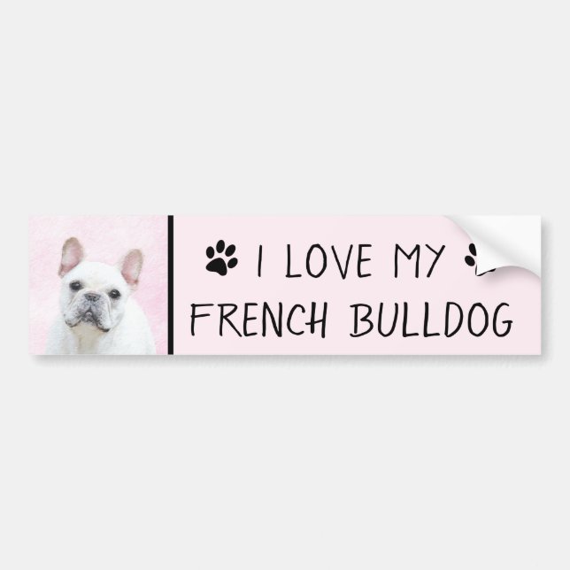 French Bulldog (Cream/White) Painting - Dog Art Bumper Sticker (Front)