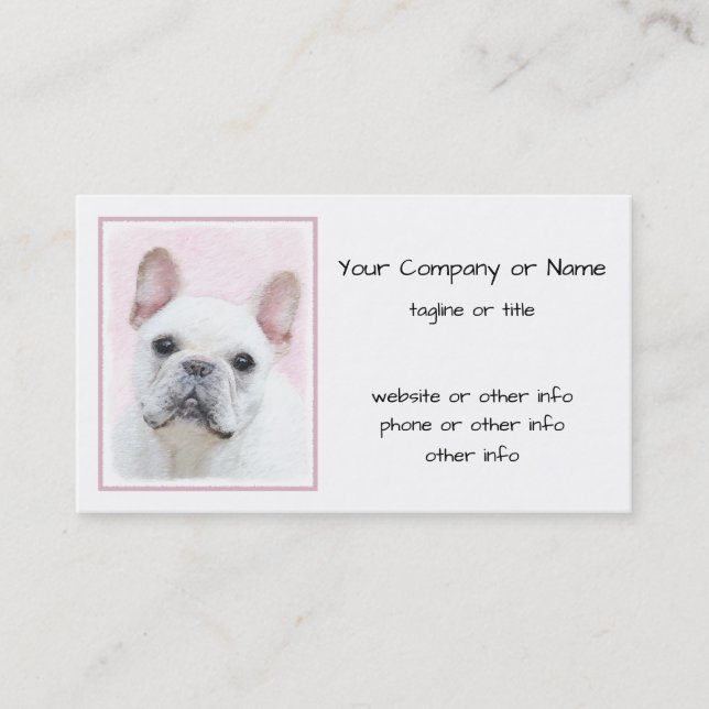 French Bulldog (Cream/White) Painting - Dog Art Business Card (Front)