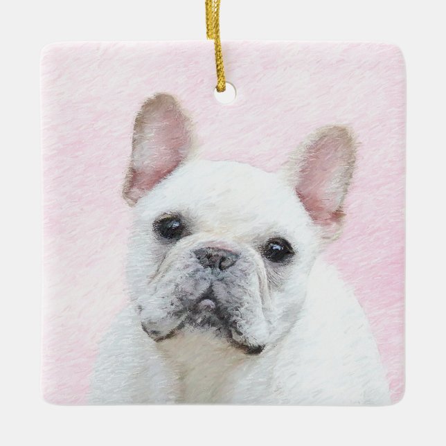 French Bulldog (Cream/White) Painting - Dog Art Ceramic Ornament (Front)