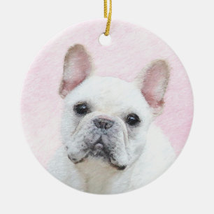 French Bulldog (Cream/White) Painting - Dog Art Ceramic Tree Decoration