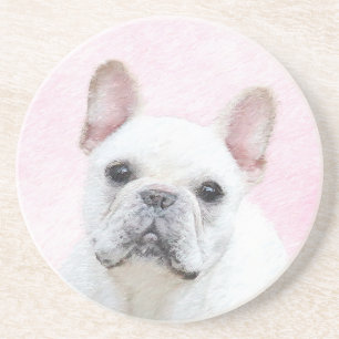 French Bulldog (Cream/White) Painting - Dog Art Coaster