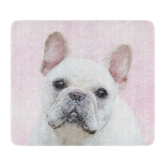 French Bulldog (Cream/White) Painting - Dog Art Cutting Board (Front)