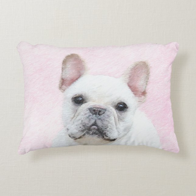 French Bulldog (Cream/White) Painting - Dog Art Decorative Cushion (Front)