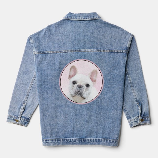 French Bulldog (Cream/White) Painting - Dog Art Denim Jacket (Back)