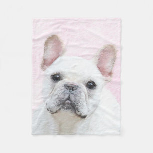 French Bulldog (Cream/White) Painting - Dog Art Fleece Blanket