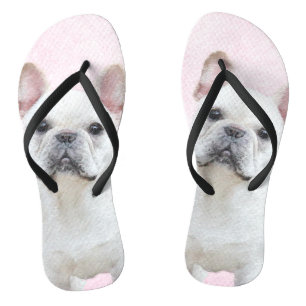 French Bulldog (Cream/White) Painting - Dog Art Flip Flops