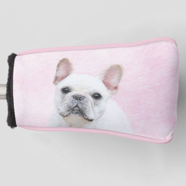 French Bulldog (Cream/White) Painting - Dog Art Golf Head Cover (Front)