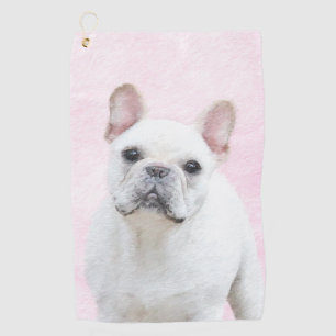 French Bulldog (Cream/White) Painting - Dog Art Golf Towel