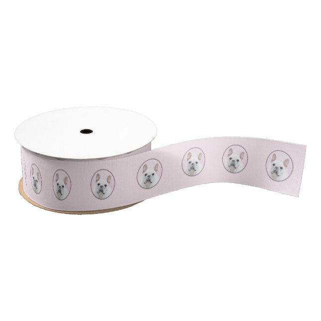 French Bulldog (Cream/White) Painting - Dog Art Grosgrain Ribbon (Spool)