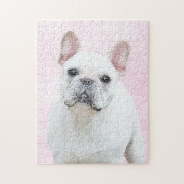 French Bulldog (Cream/White) Painting - Dog Art Jigsaw Puzzle (Vertical)