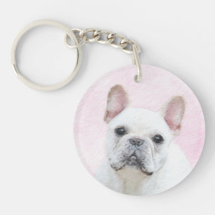 French Bulldog (Cream/White) Painting - Dog Art Key Ring