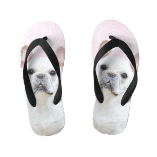 French Bulldog (Cream/White) Painting - Dog Art Kid's Flip Flops